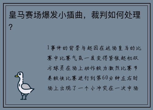 皇马赛场爆发小插曲，裁判如何处理？